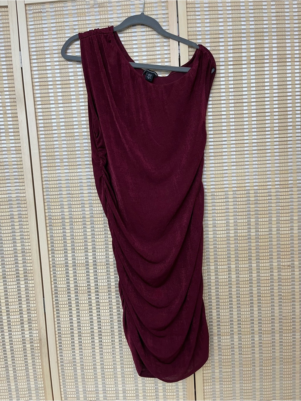 New PrettyLittleThing One-Shoulder Draped Midi Dress - Burgundy